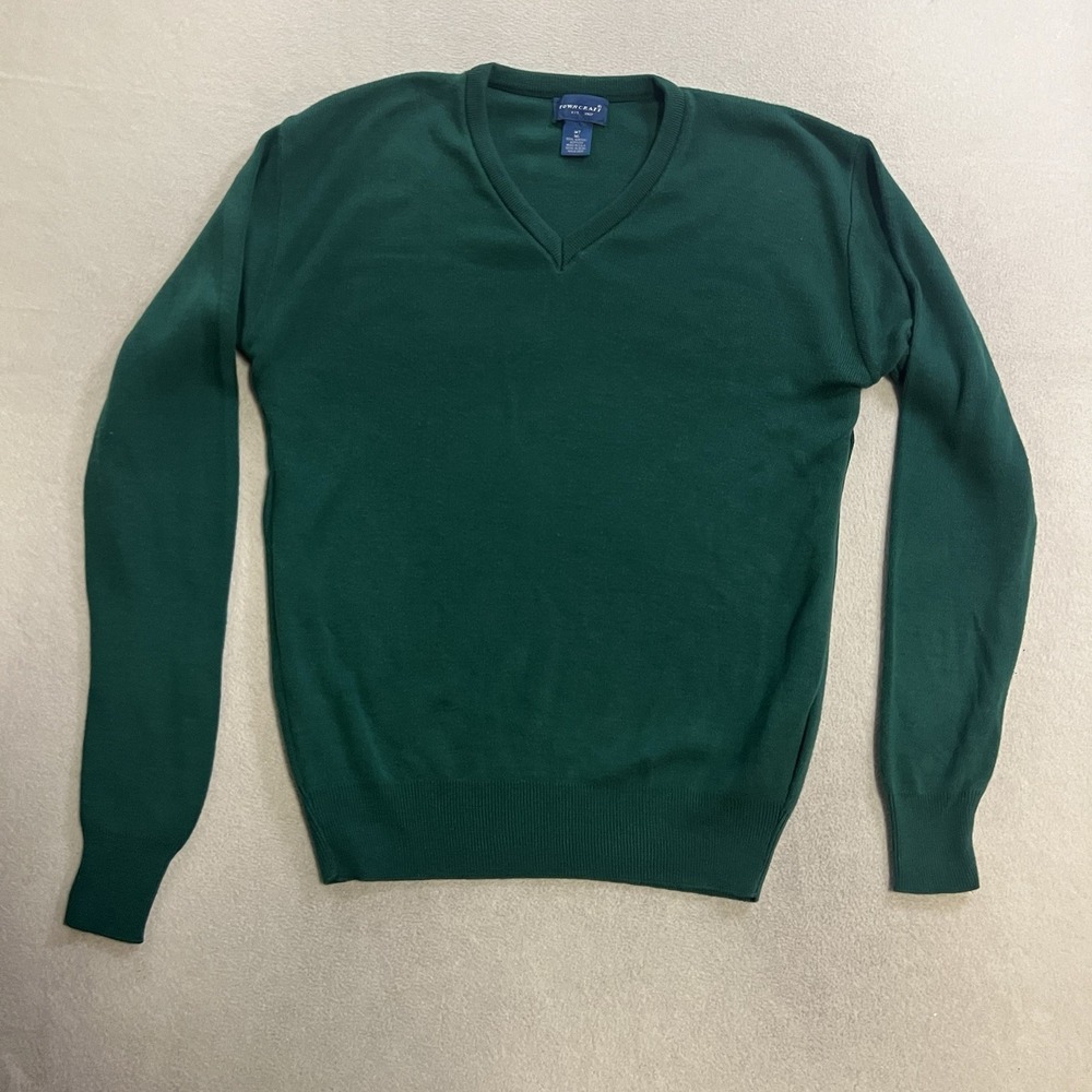 Vintage TownCraft Knit Pullover Sweater Men's Medium Tall Green Acrylic USA Made